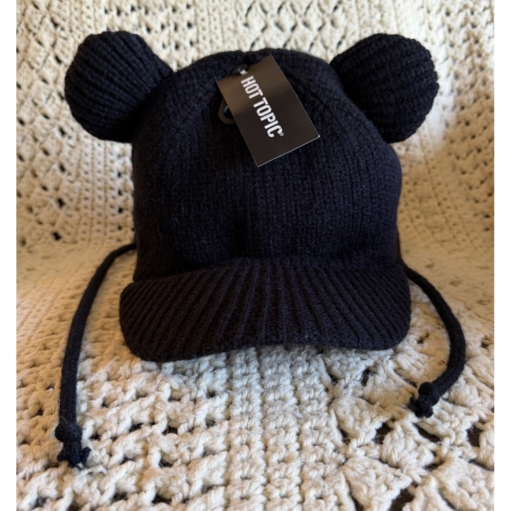 Teddy Bear Ear Tassel Knit Cap Hot topic One Size New